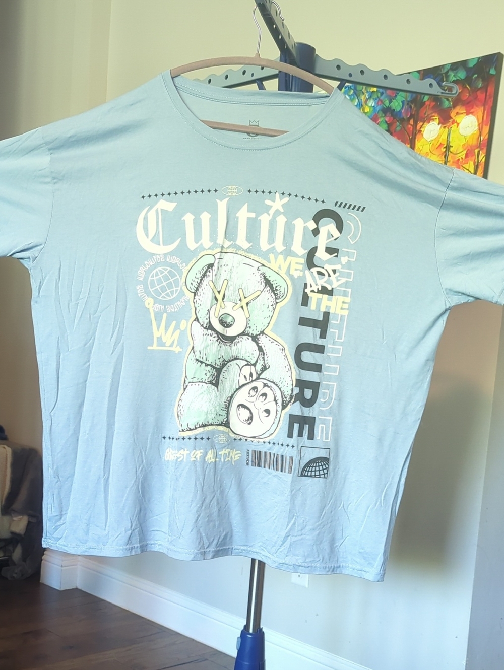 Teddy Graphic Tee - Baby Blue Short Sleeve Shirt #1